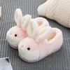 Kids Fur Slides Autumn Winter Boys Indoor Anti-slip Child Shoes Cute Rabbit Cotton Home Slippers Baby Girls Slippers 240118