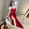 Chinese Style Retro Lace Cheongsam Women Elegant Slim Qipao Nightclub Sexy Wedding Evening Dress Long Dresses Vintage Vestidos 240131