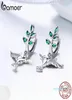 BAMOER 100 Genuine 925 Sterling Silver Hummingbirds Greetings Bird Stud Earrings for Women Fashion Earrings Jewelry2068928