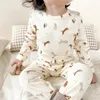 Bebê sleepwear pijamas conjunto para crianças coreano meninas menino em torno do pescoço superior e inferior crianças roupas de algodão impressão outono roupas 240122