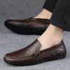 Echtes Ledergeschäft 7998 Slaafers Herren Design Moccasin Mode Simplicity Slip auf weiche flache lässige Männer Männliche handgefertigte Schuhe