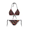 Women's Swimwear Summer Beach 3D Digital Print Fashion Personality Bikini Two Piece Swimsuit Bottoms High Leg