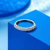 100% ślubne obrączki srebrne obrączki ślubne VVS1 Diamentowy w połowie układny pierścień dla kobiet 0,5ct 0,7ct 1ct 240125