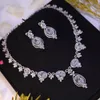 Роскошные комплекты ожерелья и серег из 2 предметов для женщин на свадьбу, большие капли воды, циркон, кристалл CZ, Дубай, свадебная вечеринка, Bijoux Femmel 240119