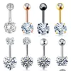 Navel & Bell Button Rings 20Pcs Belly Button Rings 14G Stainless Steel Crystal Women Girls Navel Ring Tragus Barbell Body Piercing Je Dhgj7