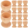 Dinnerware Sets Unfinished Wooden Egg Cups Holder: Diy Blank Stand Holders 24pcs Boiled Container Unpainted Tabletop