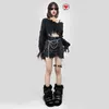 Rokken REDDACHiC Goth Bandage Zwarte Denim Rok Met Metalen Wasit Ketting Riem Mini Korte Jeans Bodems Harajuku Grunge Y2k Acubi Fashion