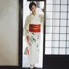 Ethnic Clothing Female Traditional Japanese Kimono Yukata Bathrobe Gown V-Neck Evening Party Prom Vintage Cosplay Costume Full Sleeve