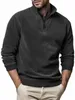 Automne hiver hommes polaire pull col montant demi fermeture éclair hauts à manches longues sweat mâle couleur unie sweats à capuche 240202