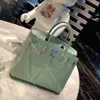 Designer Handbag Luxury Tote Classic Matte Crocodile 25 30cm med fransk bivaxtråd 24K Guldpläterad hårdvara alla handgjorda