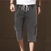 Herr jeans raka shorts för män sommar trend tunt smal stretch lös casual denim capri kläder