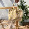 Shopping Bags 2024 Ly Portable Lunch Bag Japanese Plaid Cotton Picnic Food Women Simple Small Tote Korean Style Kids