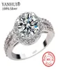 Anel de noivado de prata pura YANHUI 100 925 S925 carimbo 2 quilates CZ diamante anéis de casamento para mulheres tamanho 4 5 6 7 8 9 10 11 YR091 Y189224127