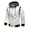 Herfst Winter Bomber Leren Jas Mannen Scorpion Borduren Capuchon PU Leer Motorfiets Heren Ryan Gosling Drive Jas 240202