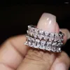 Cluster-Ringe glänzen aus 925er-Sterlingsilber, simulierter Diamant, Cocktail, Verlobung, Hochzeit, Fingerschmuck für Damen und Herren