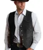 Men's Vests Mens Suede Suit Vest 5 Golden Button Design Western Cowboy Dress Waistcoat Tuxedo Blazer Slim Fit Winter Costume Homme