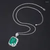 سلاسل S925 Silver European and American Jade Palaiba Fat Rectangle مجموعة كبيرة قلادة فاخرة 20 23 حفل زفاف