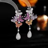 SINZRY sale gorgeous party jewelry cubic zircon butterfly insect exaggerated dangle earrings for women 240124