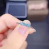 Cluster Ringe EST Mode Blauer Topas Edelstein Ring für Frauen Feiner Schmuck Echt 925 Silber Natürlicher Edelstein Mädchen Geburtstag Datum Geschenk