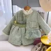 Fille princesse vêtements ensemble automne épais bébé enfants manteau haut + cuir peluche T-shirt fille ensemble 2-7Y vêtements pour enfants 240218