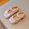 Spring Autumn Girls Leather Shoes Fashion Pearl Rhinestone Kids Princess Shoes Soft Bottom Baby Girl Shoes 240122