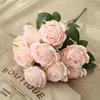 Fleurs décoratives 10 têtes de roses artificielles en soie, pour arrangement de mariage, bouquet de fête, décoration de maison, plantes El, cadeau de saint-valentin