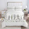 Rustik Flower White Bedding Set Microfiber Tree Leaves Floral Däcke Cover 3D Print -täcke med örngottrum Rumdekor 240131