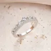 She-anillos de boda apilables de Plata de Ley 925 para mujer, bandas doble curvada, circonita cúbica AAAAA, joyería fina 240130