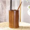 Chopsticks 2PCS Jujube Chopstick Holder Solid Wood Pen Kitchen Round Hollow Tableware Drain Tube Storage