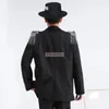 American Vintage Rhinestone Street Dance Coat Standard Arena Popping Top Suit Men Locking Overcoat Long Length Hiphop Garment