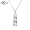 Iogou Luxury 3 Stone Pendant Necklace 0.53cttwラウンドカットバーネックレス925女性用スターリングシルバーファインジュエリー240118