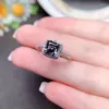 Cluster Rings Asscher Gray 1ct Moissanite Ring 925 Sterling Silver Ladies Wedding Party Love Encounter Gift Luxury Jewelry Designer