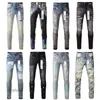 Designer Jeans Violet pour hommes Skinny Moto Trendy Ripped Patchwork Trou Toute l'année Slim Legged Gros Marque SPJA Y7HK