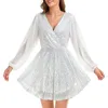 Robes décontractées femmes formelles femmes paillettes robe ample fête fête à manches longues mini à la mode invité de mariage