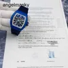 RM-Armbanduhr, Pilotenuhr, RMwatches-Armbanduhr, Rm030, französische limitierte Auflage, 100 Stück, blaues Keramikmaterial, transparent, automatisch, mechanisch