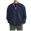 Pulôver masculino meio zip hoodie casaco de inverno sólido manga longa camisas de gola confortável roupas outono grosso quente moletom topos 240118