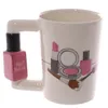 Tasses en céramique créatives fille outils Kit de beauté spéciaux vernis à ongles poignée thé tasse à café tasse tasses personnalisées pour les femmes cadeau C19041260W