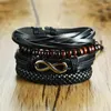 Charm Bracelets Leather Men's Bracelet Vintage Punk Style Woven Braided Rope Set Cowhide Daily Wearing Gifts
