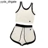 Lvity Suit LVSE Tracksuits Sticked Womens Foreign Style Black and White Casual Vest Shorts Small Slim Two-Piece Set