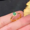 Anneaux de grappes Natural Colombia Emerald Engagement Anneau pour la femme 0,4ct 4 mm 6 mm 925 argent avec 3 couches 18K Gold plaqué