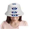 Berets Three Mandala Evil Eye Bucket Hat for Women Men Teenager Składane bob Hats Hats Panama Cap Streetwear Down