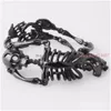 Charm Bracelets Big Skl Bones Bracelet Statement Gothic Jewelry Stainless Steel Skeleton Men Bangles Rock Punk 240130 Drop Delivery Dhm5C