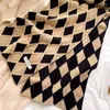 Scarves 2024 Women's Knitted Sweater Small Scarf Girls Autumn Winter Diamond Checkered Short Neck Thickened Warm