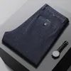 Jeans pour hommes printemps automne ne se décolore pas élastique décontracté Baggy droit marque vêtements masculins pantalon en Denim doux