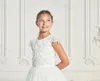 Girl Dresses White A Line Flower Glitter Sequins Lace Kids Birthday Gowns Knee Length Little Girls First Communion