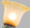 Lustres de luxe Style européen Vintage classique verre givré abat-jour résine lampe suspendue avec sculpture fleurs décor lumières