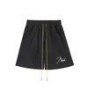 2024 Rhude Shorts Designer Rhude Zomer Briefborduurwerk High Street Fashion Brand Trekkoord Paar Sport Vrije tijd Badstof Katoenen Shorts Capri WBMJ