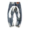 Mens pants EV jeans M-shaped embroidery straight tube wide leg pants high street hip-hop Long edge street casual Men's street clothing size 28-40