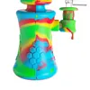 Bong à eau de 7,9 pouces Bong en silicone à motif coloré Pipe à eau Dab Rig Bong détachable pour la fumée avec bol à fumée de 14 mm Accessoire de fumée pour le tabac GJ5219