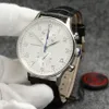 Zegarek najwyższej jakości Rose Golden Case Chronograph Sports Battery Power Limited Watch Kwarc Profesjonalny zegar na rękę Zkładanie Zamknięcie Zegarki zegarków skórzany pasek